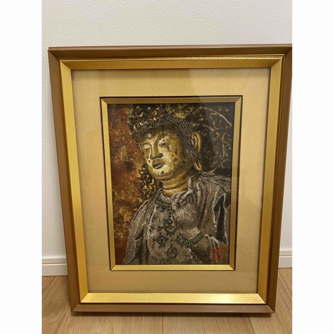 弥勒菩薩　山田郡司作　仏画　油絵 エンタメ/ホビーの美術品/アンティーク(絵画/タペストリー)の商品写真