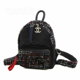 シャネル(CHANEL)のシャネル マトラッセ バックパック リュックサック ツイード/ナイロン ブラック(リュック/バックパック)