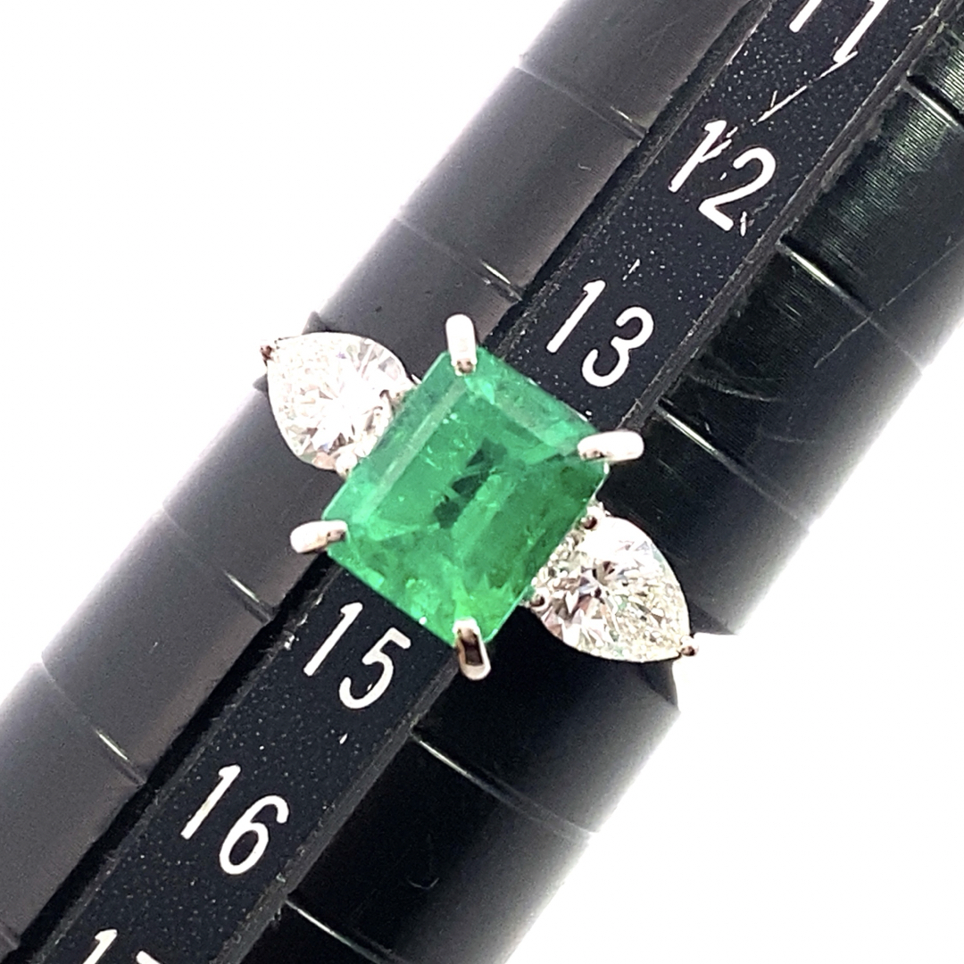 【JC5240】Pt900 天然エメラルド ダイヤモンド リング レディースのアクセサリー(リング(指輪))の商品写真