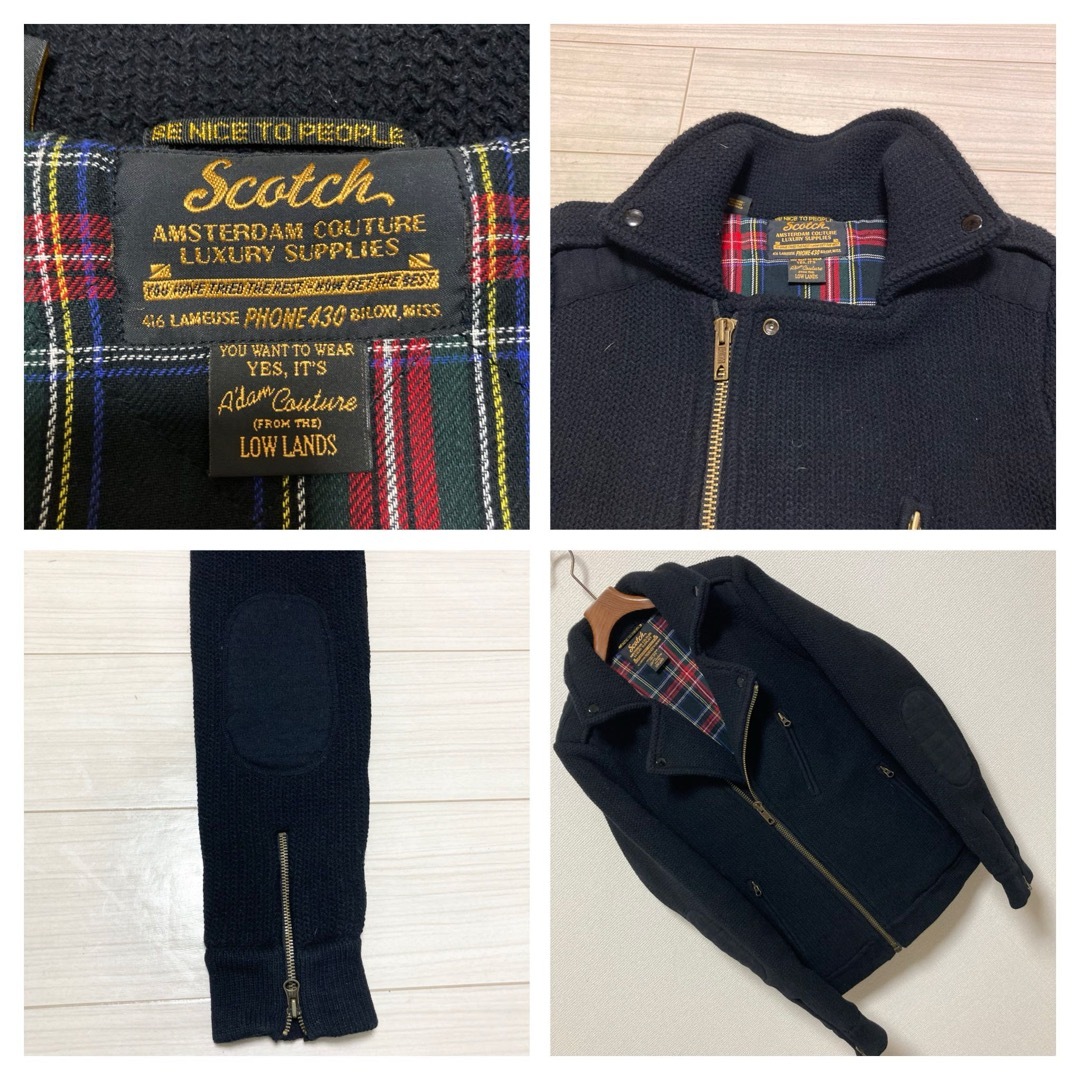 SCOTCH & SODA(スコッチアンドソーダ)の良品■SCOTCH & SODA■肉厚ニット ダブル ライダース ジャケット メンズのジャケット/アウター(ライダースジャケット)の商品写真