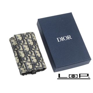 ディオール(Dior)の■美品■　ディオール トロッター オブリーク キーケース 6連 ネイビー キャンバス 箱 【80784】(キーケース)