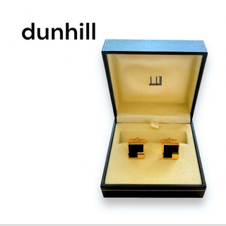 ダンヒル(Dunhill)の【dunhill】メンズカフス　ゴールド×ブラック　シンプル　フォーマル　ロゴ(カフリンクス)