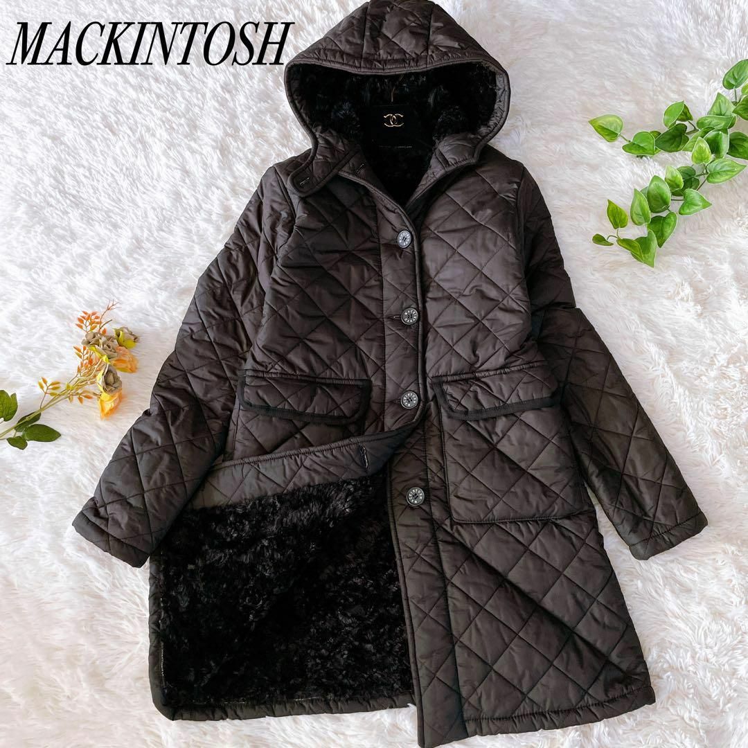 【Mackintosh】マッキントッシュ　グランジ　キルティングボアコート　黒