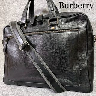 バーバリー(BURBERRY)の良品✨バーバリー　2way ビジネスバッグ　オールレザー　シボ革  ノバチェック(ビジネスバッグ)