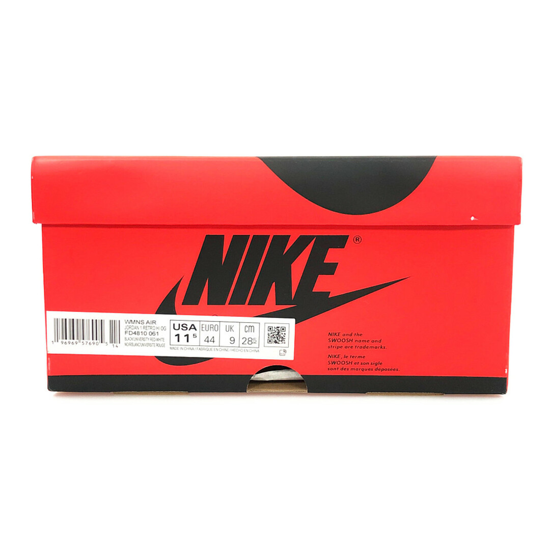 NIKE(ナイキ)のNIKE ナイキ 品番 FD4810-061 WMNS AIR JORDAN 1 RETRO HI OG サテン シューズ ブラック レッド サイズUS11.5=28.5cm 正規品 / 33006 メンズの靴/シューズ(スニーカー)の商品写真