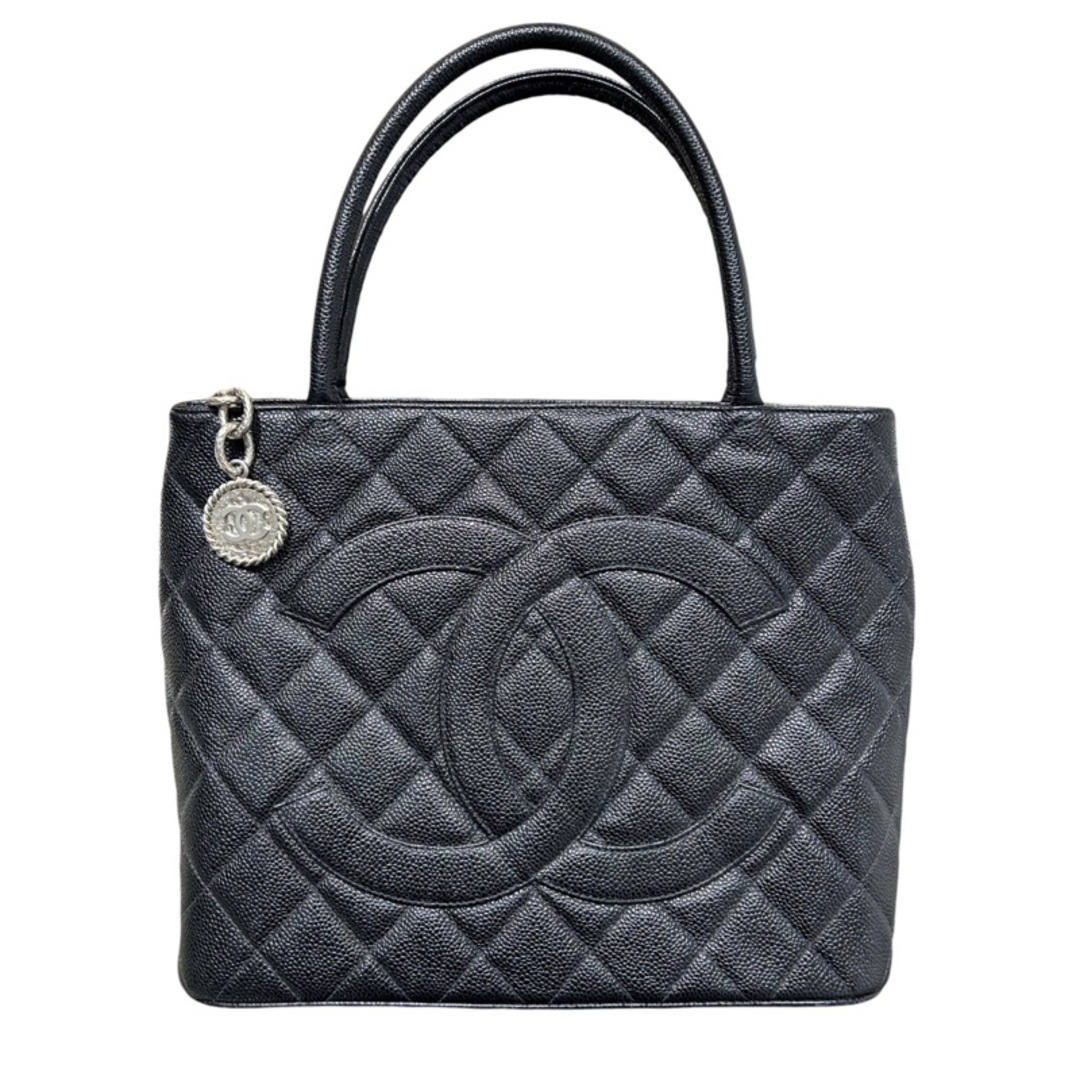 シャネル CHANEL 復刻トート A01804 ブラック キャビアスキン レディース ハンドバッグ約32cm高さ