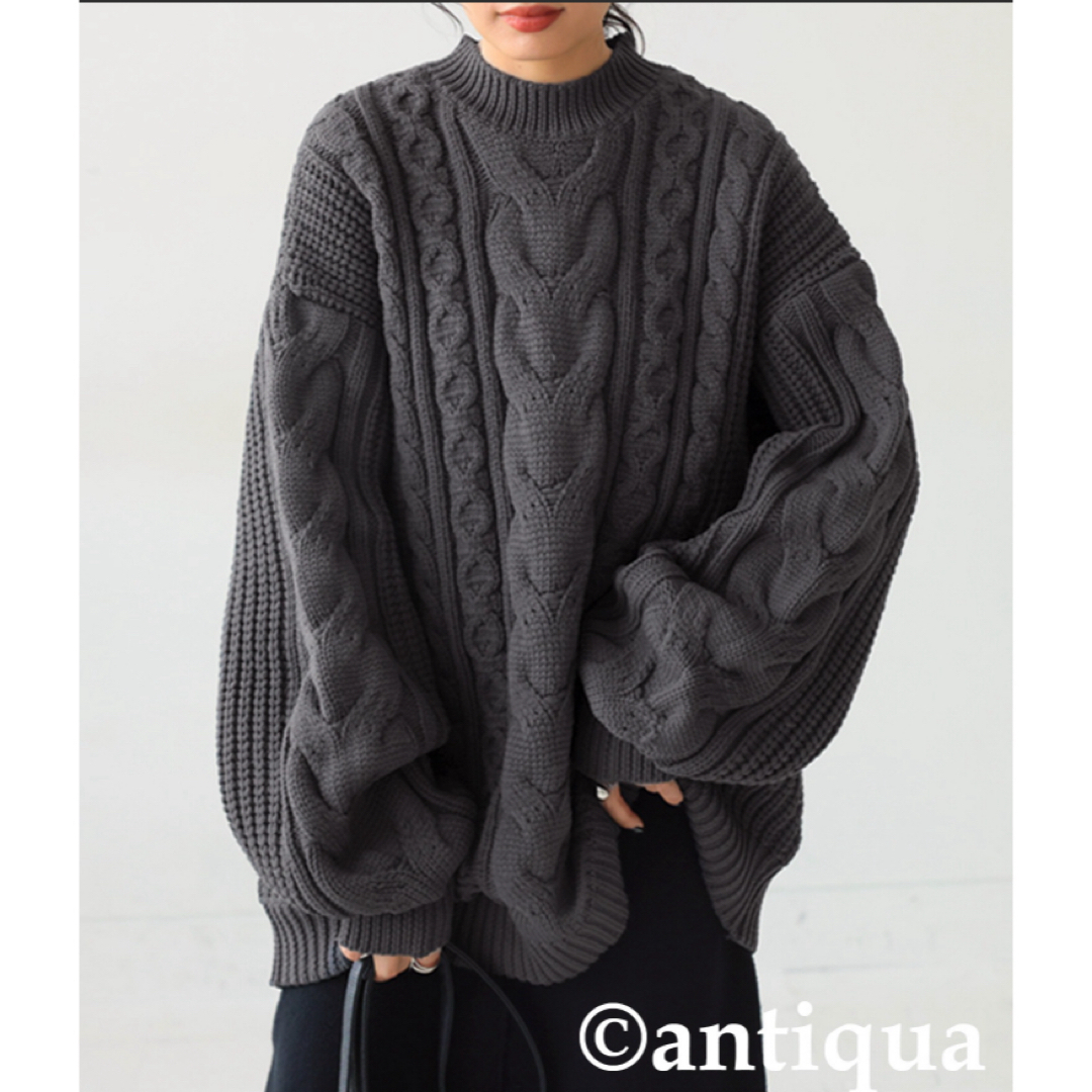 antiqua(アンティカ)の【アンティカ】ケーブル編みニット レディースのトップス(ニット/セーター)の商品写真