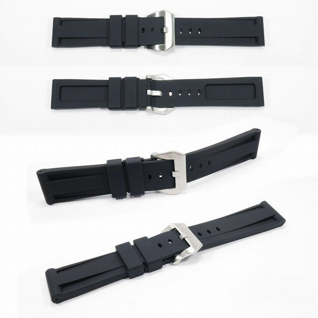 OFFICINE PANERAI(オフィチーネパネライ)のパネライ対応 互換ラバーベルト ブラック 24mm ピンバックル（尾錠）付き メンズの時計(ラバーベルト)の商品写真
