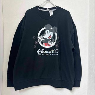 ディズニー(Disney)の新品 M ★ コストコ ディズニー 100周年 トレーナー ブラック 裏起毛(スウェット)