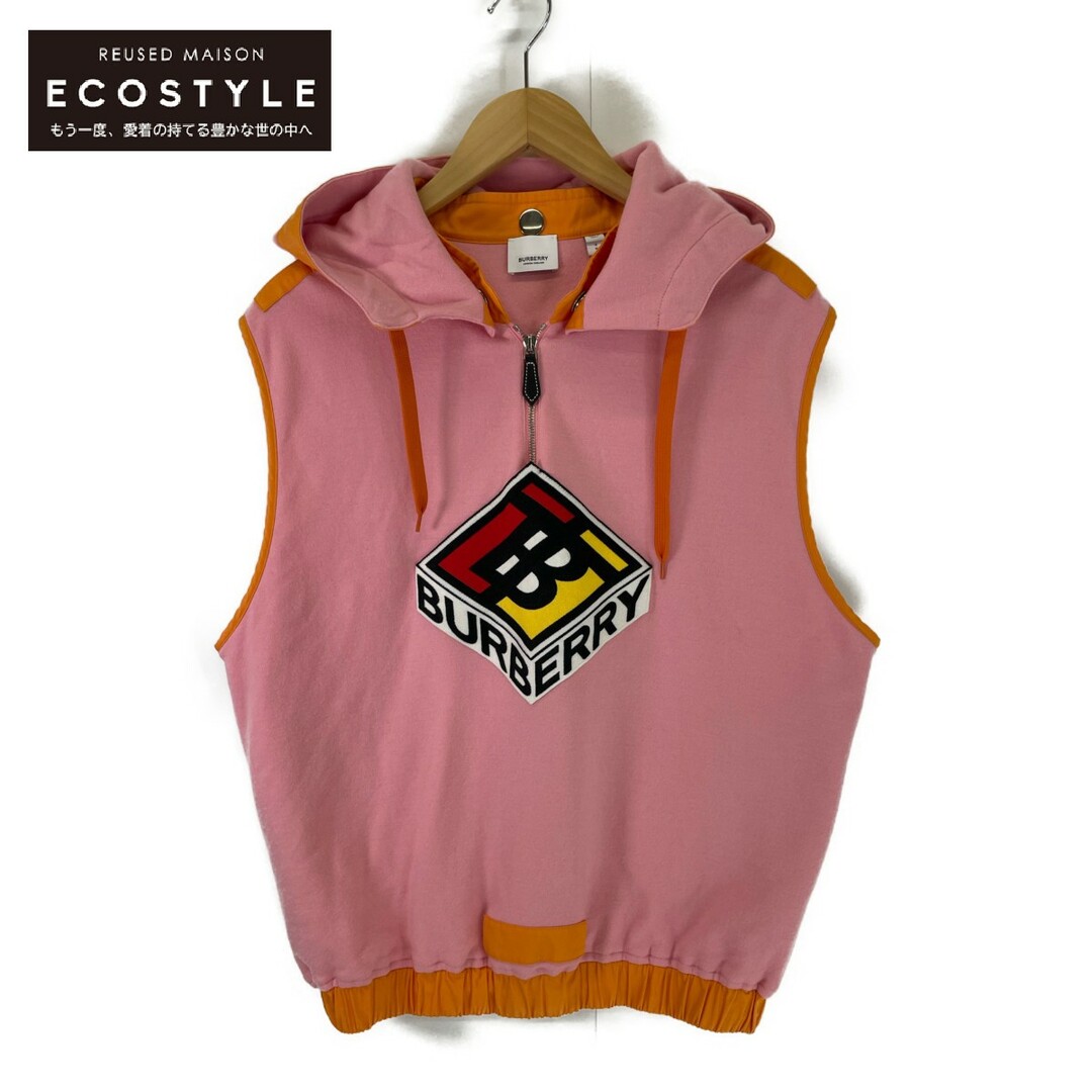 S肩幅バーバリー 4559548 Candy Pink ハーフジップ Logo Hoodie S