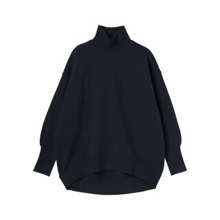 グリーンパークス(green parks)の【ネイビー】もちやわ モックネックプルオーバー 23AW/体型カバー(ニット/セーター)