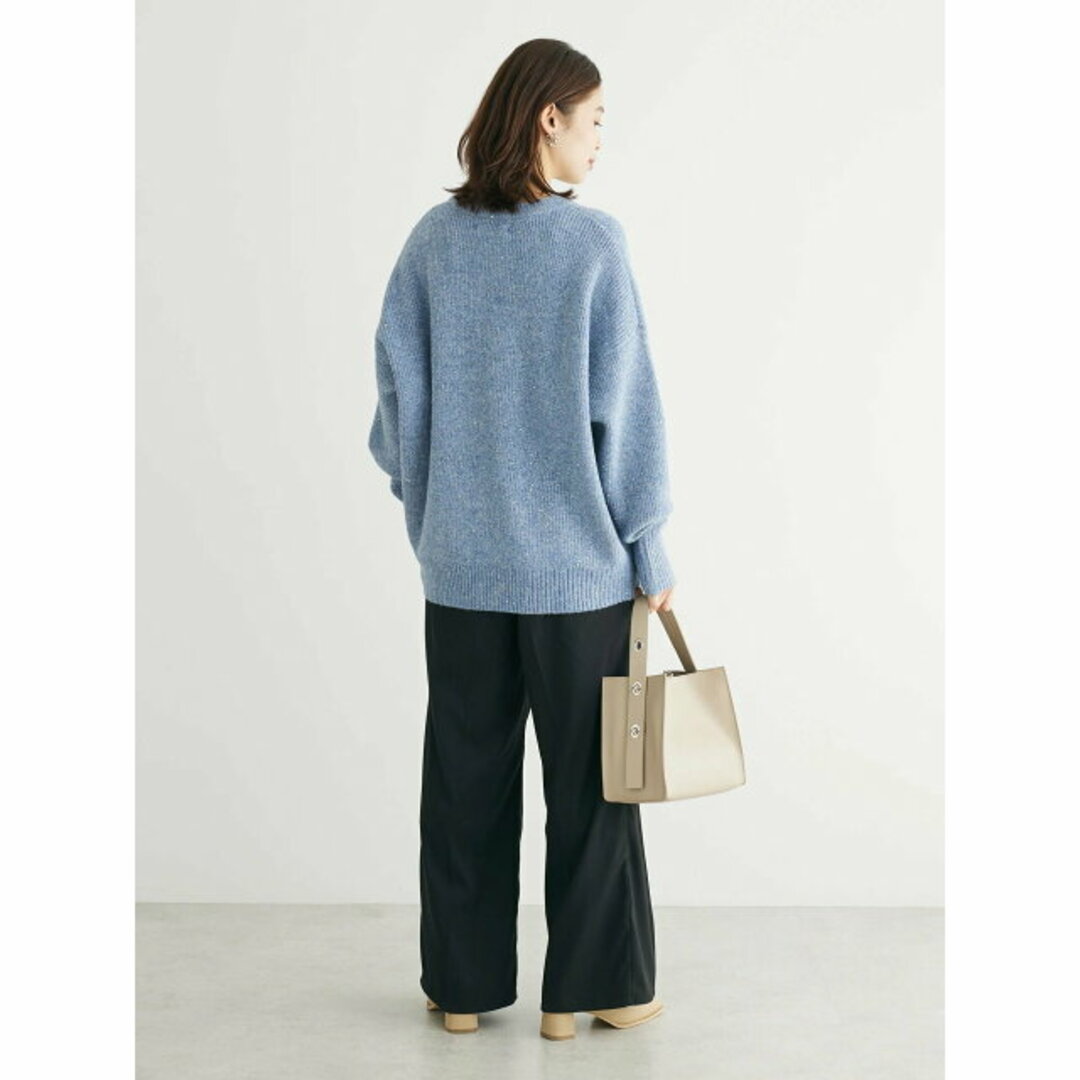 green parks(グリーンパークス)の【ブルー】Petit Fleur ラメ&スパンコールニット 23AW レディースのトップス(ニット/セーター)の商品写真