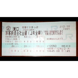ジェイアール(JR)の青春18きっぷ 2回分 18切符(鉄道乗車券)