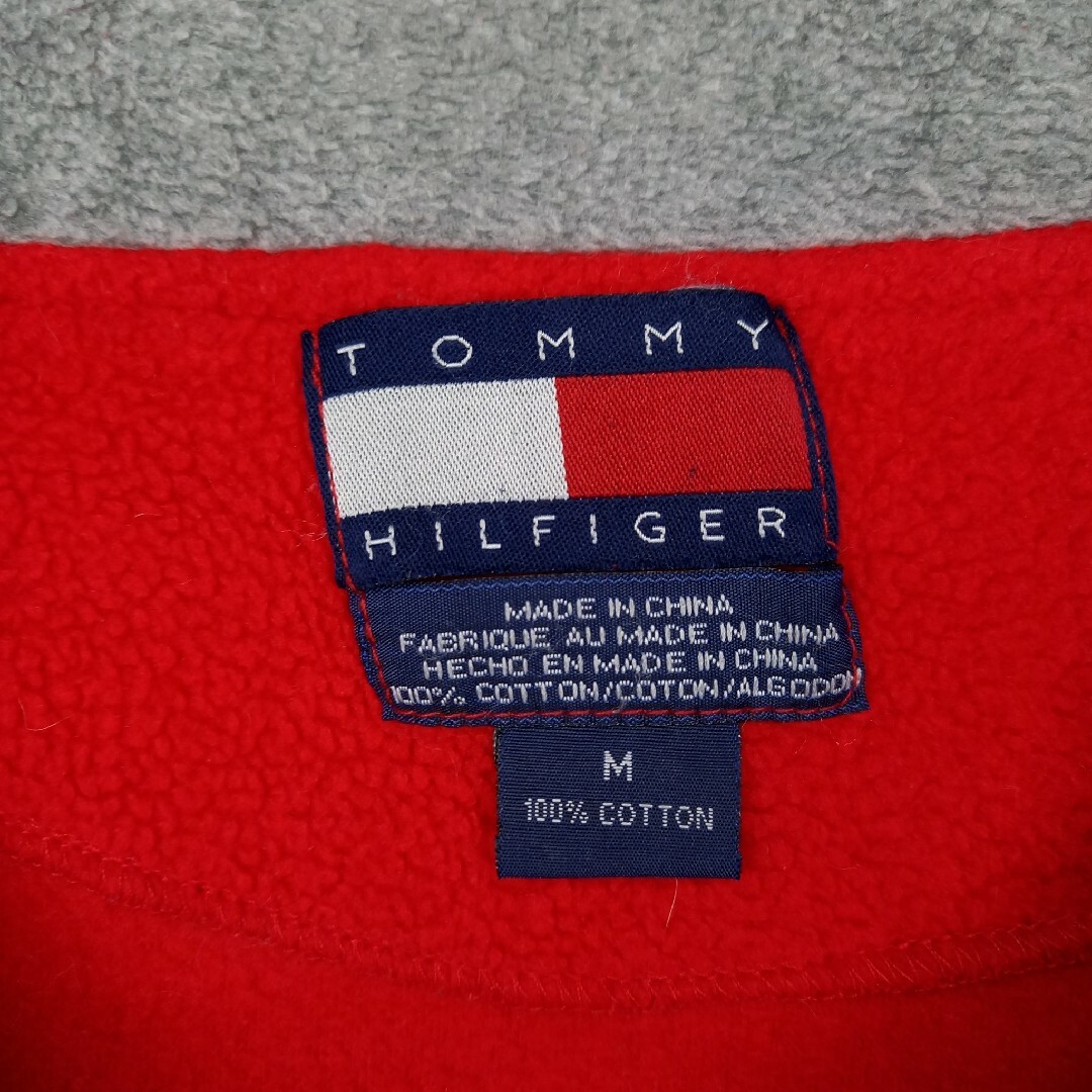 TOMMY HILFIGER(トミーヒルフィガー)の90s　トミーヒルフィガー　ハーフジップ　ボアフリース　トレーナー　刺繍　赤　M メンズのトップス(その他)の商品写真