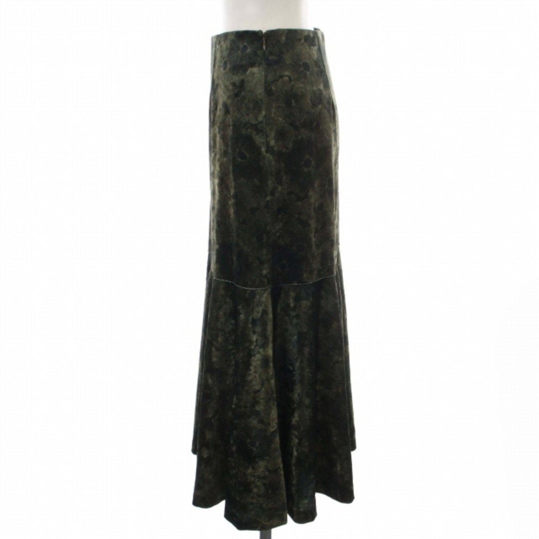 Mila Owen(ミラオーウェン)のミラオーウェン 22AW 裾切り替えマーメイドベロアスカート 1 M カーキ レディースのスカート(ひざ丈スカート)の商品写真