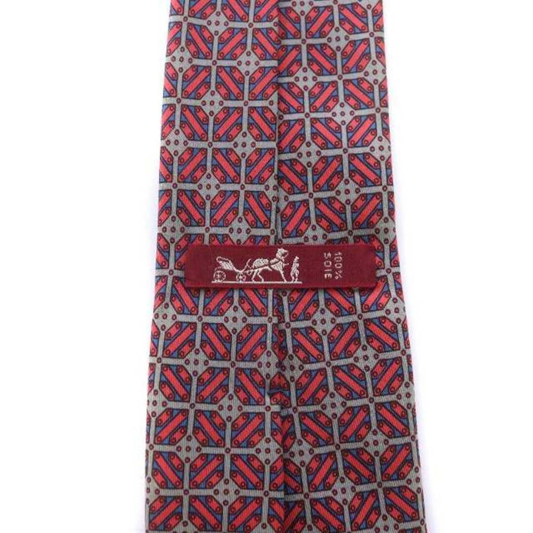 Hermes(エルメス)のHERMES ネクタイ レギュラータイ 総柄 絹 赤 グレー 紺 830 EA メンズのファッション小物(ネクタイ)の商品写真