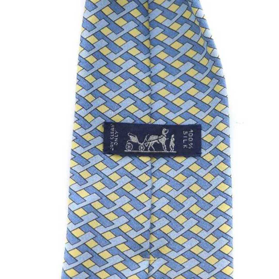 Hermes(エルメス)のエルメス HERMES ネクタイ レギュラータイ 総柄 絹 シルク 青 水色 黄 メンズのファッション小物(ネクタイ)の商品写真
