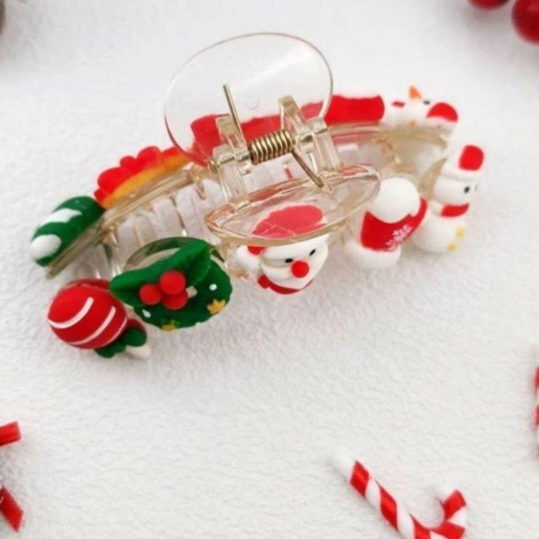 【クリスマスセール】クリスマスサンタクロース&ツリーデコ ヘアツメ ヘアアクセ レディースのヘアアクセサリー(バレッタ/ヘアクリップ)の商品写真