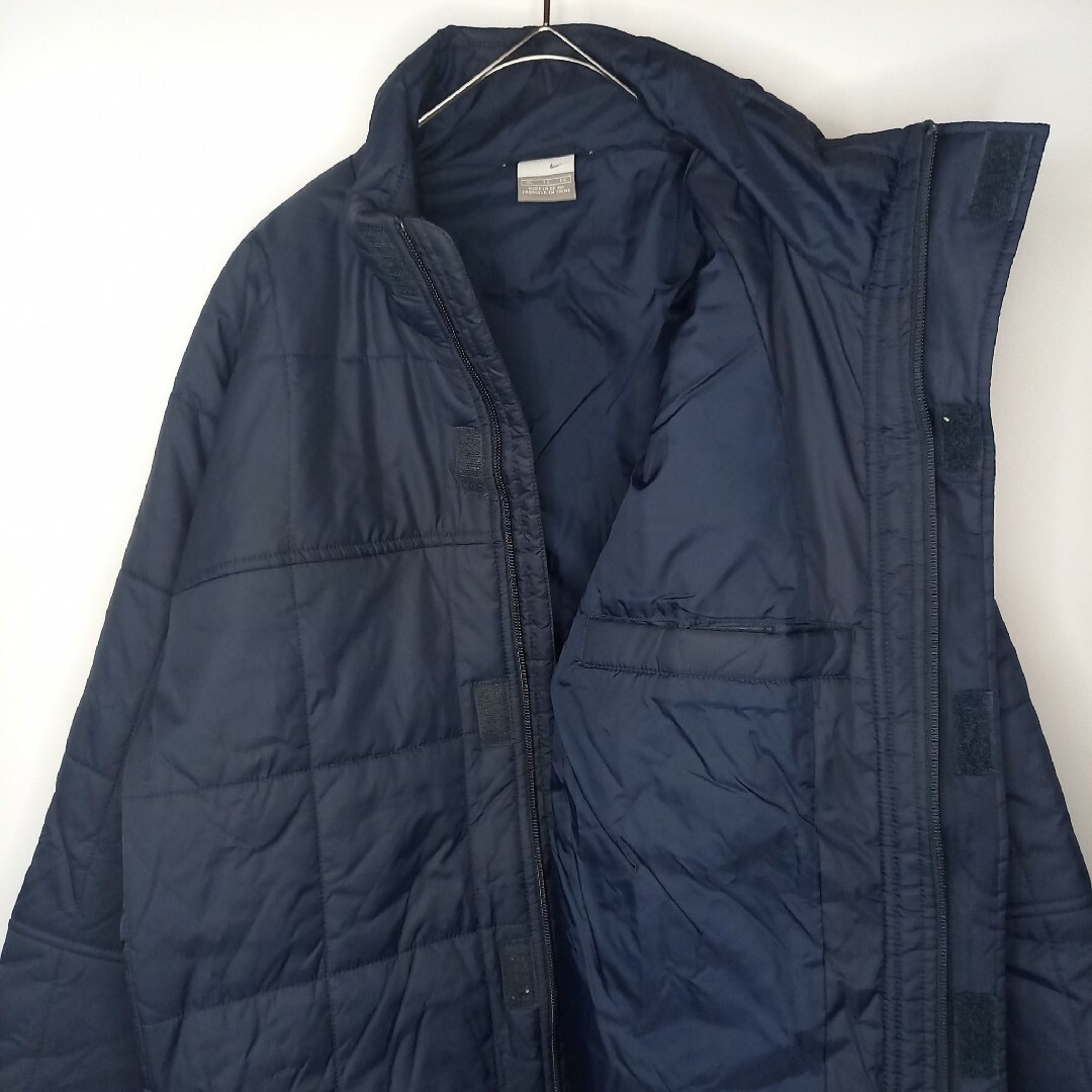 NIKE(ナイキ)の00s　ナイキ　ナイロン　中綿ジャケット　ダウン　刺繍　スウォッシュ　紺色　XL メンズのジャケット/アウター(ダウンジャケット)の商品写真
