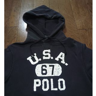 ポロラルフローレン(POLO RALPH LAUREN)のPOLO RALPH LAUREN　パーカー　S　黒　スミクロ　後染め　古着(パーカー)