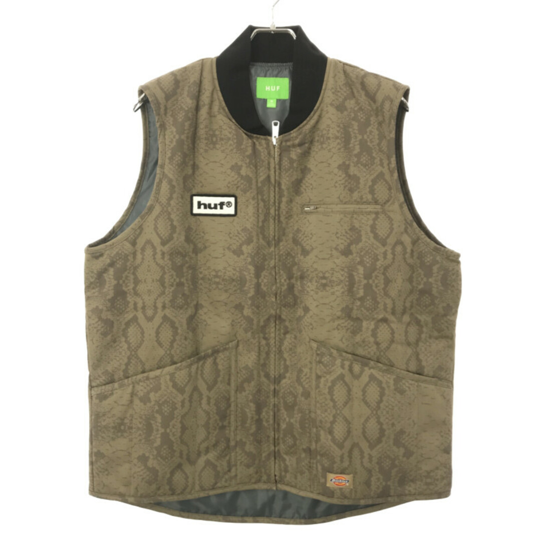 HUF×DICKIES ハフ×ディッキーズ 22AW PYTHON INSULATED VEST ジップアップパイソンベスト  ベージュ M新古品使用感の無い新品同様品Ａ