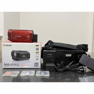 キヤノン(Canon)の【良美品・値下げ】Canon HDビデオカメラ　iVIS HF M52（レッド）(ビデオカメラ)