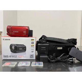 キヤノン(Canon)の【良美品・値下げ】Canon HDビデオカメラ　iVIS HF M52（レッド）(ビデオカメラ)