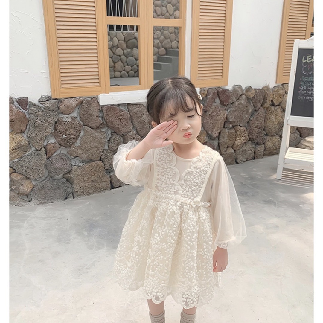 子供ドレス 長袖 100cm フォーマル リングガール 結婚式 ベビードレス