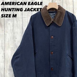 アメリカンイーグル(American Eagle)のアメリカ古着アメリカンイーグルハンティングジャケット　サイズM 紺ユニセックス.(カバーオール)