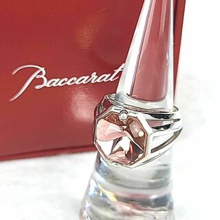 バカラ(Baccarat)の●【美品】バカラ SV925 指輪 ピンク クリスタル リング T51(イヤリング)