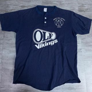 ヴィンテージ(VINTAGE)のVintage USA製 ヘンリーネックカットソー チームロゴ シングルステッチ(Tシャツ/カットソー(半袖/袖なし))