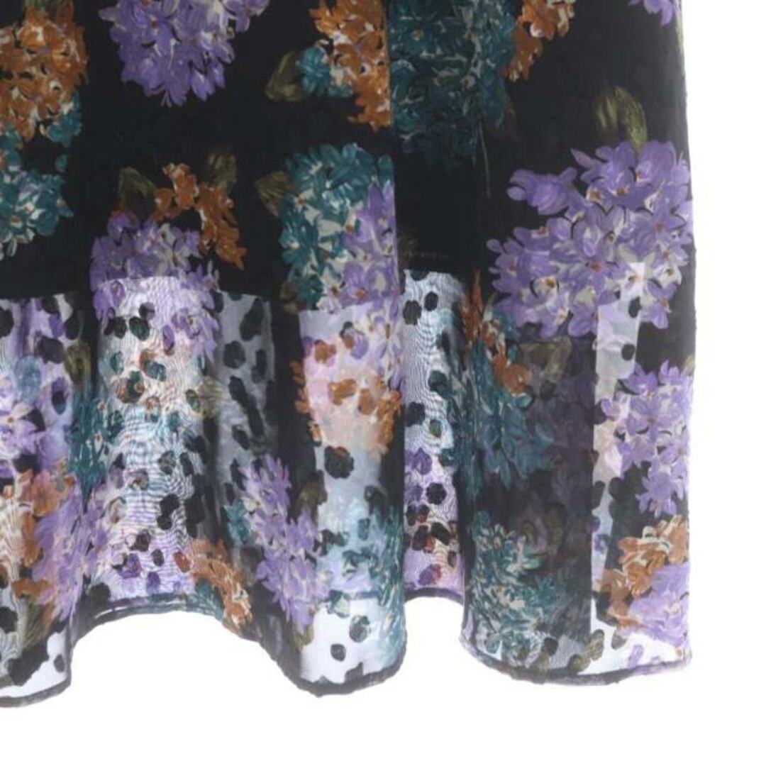 BARNYARDSTORM(バンヤードストーム)のバンヤードストーム 花柄 ロングスカート フレア マキシ丈 0 黒 ブラック レディースのスカート(ロングスカート)の商品写真