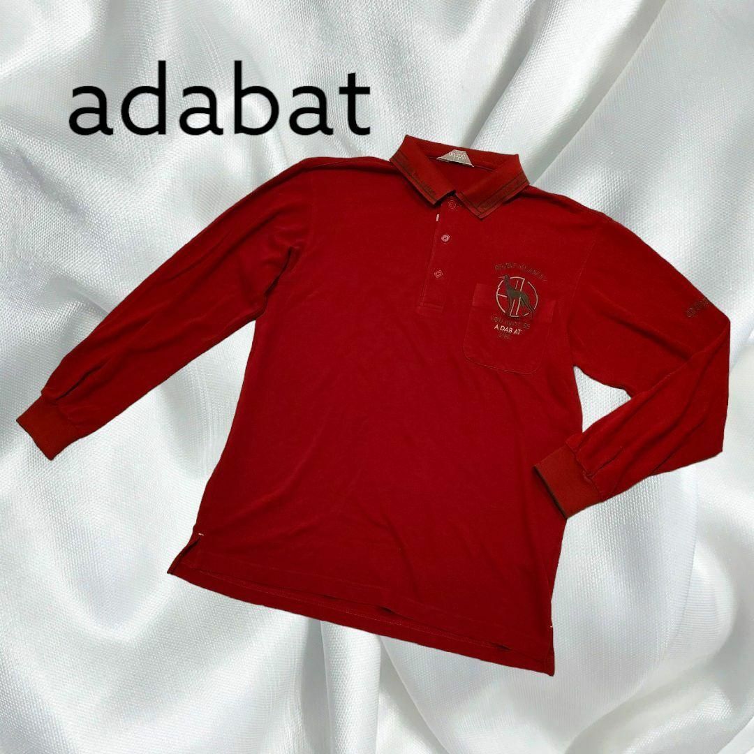 adabat(アダバット)のadabat アダバット 長袖ポロシャツ　赤　サルーキ犬刺繍入　サイズ45 スポーツ/アウトドアのゴルフ(ウエア)の商品写真