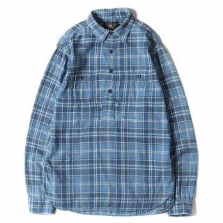 ダブルアールエル(RRL)のRRL ダブルアールエル ラルフローレン シャツ サイズ:S チンスト付き インディゴ チェック プルオーバー ネル 長袖 シャツ インディゴ トップス カジュアルシャツ【メンズ】【中古】(シャツ)