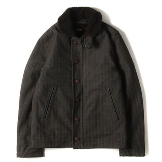 美品 RUDE GALLERY ルードギャラリー ジャケット サイズ:2 襟ムートンボア ヘリンボーンデニム N1 デッキジャケット HERRINGBONE N-1 JKT ブラウン アウター ブルゾン コート【メンズ】【中古】