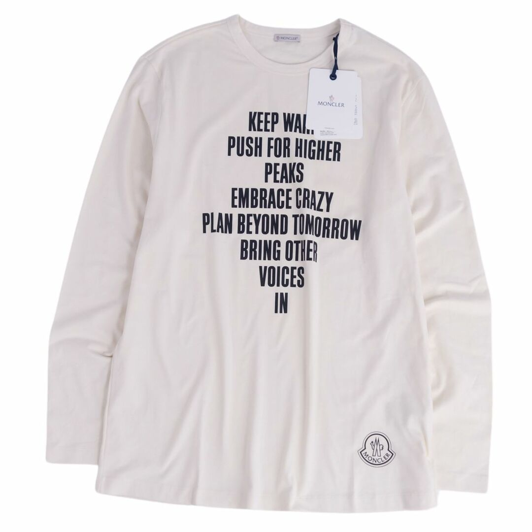 素材コットン100％極美品 モンクレール MONCLER Tシャツ カットソー 2021年 ロングスリーブ 長袖 プリント トップス メンズ XL アイボリー