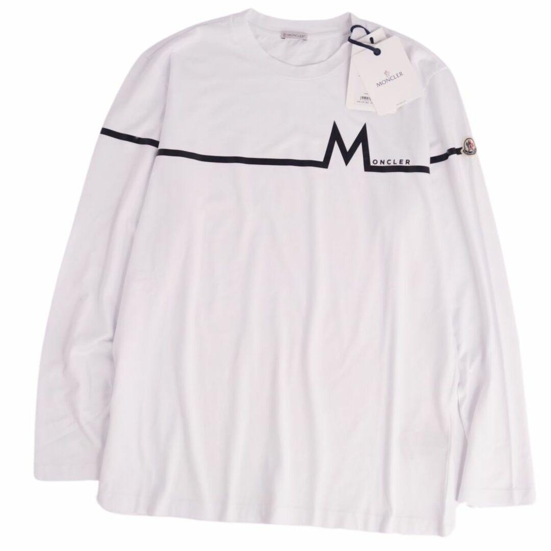 未使用 モンクレール MONCLER Tシャツ 2021 カットソー ロゴワッペン ロングスリーブ コットン トップス メンズ XXL ホワイト約67cm
