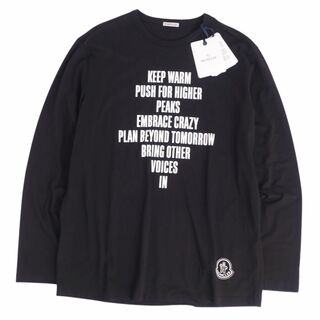 モンクレール(MONCLER)の未使用 モンクレール MONCLER Tシャツ 2021 カットソー ワッペン ロングスリーブ コットン トップス メンズ XXL ブラック/ホワイト(Tシャツ/カットソー(半袖/袖なし))