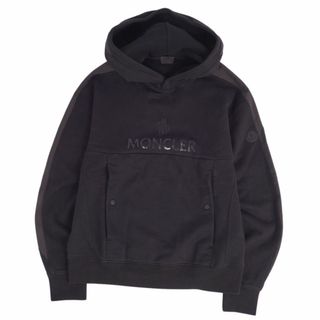 モンクレール(MONCLER)の美品 モンクレール MONCLER パーカー 2021 フーディー プルオーバー ロゴ コットン トップス メンズ M ブラック(パーカー)