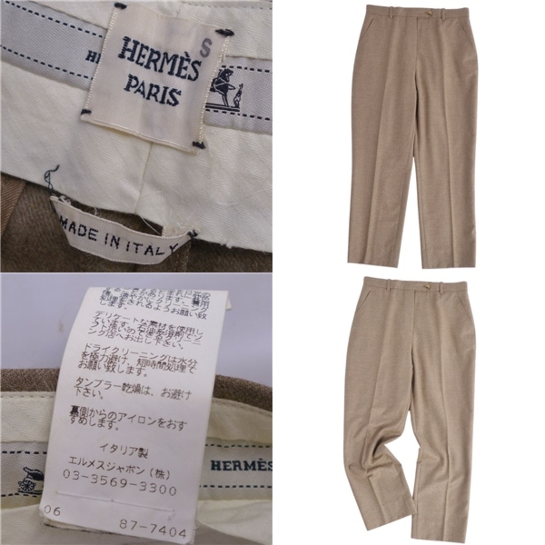 Hermes(エルメス)の美品 エルメス HERMES パンツ ロングパンツ ウール カシミヤ 無地 ボトムス レディース イタリア製 42(L相当) グレージュ レディースのパンツ(その他)の商品写真