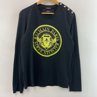 バルマン(BALMAIN)のBALMAIN バルマン メンズ  ロンT 長袖　プリント　黒(Tシャツ/カットソー(七分/長袖))