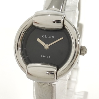 グッチ(Gucci)のGUCCI レディース 腕時計 バングルウォッチ SS クオーツ ブラック文字盤(ブレスレット/バングル)