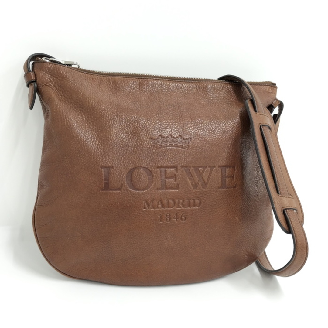 ブラウン素材ラインLOEWE ショルダーバッグ ロゴ ヘリテージ レザー ブラウン