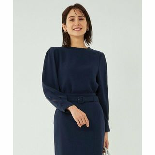 ユナイテッドアローズグリーンレーベルリラクシング(UNITED ARROWS green label relaxing)の【NAVY】スフレット クルーネック ブラウス -マシンウォッシャブル・ストレッチ・防シワ- ◇No03◇(シャツ/ブラウス(長袖/七分))