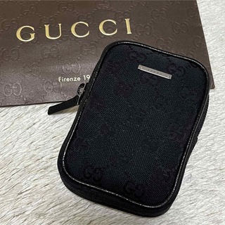 グッチ(Gucci)の615 専用 グッチ シガレットケース ポーチ GGキャンバス レザー 黒(ポーチ)