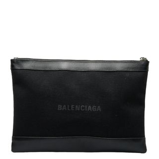 Balenciaga - バレンシアガ ロゴ ネイビークリップM クラッチバッグ セカンドバッグ 373834 キャンバス レディース BALENCIAGA 【1-0129777】