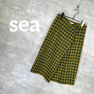 シー(SEA)の『sea』シー (2) チェック柄 ウールスカート / イエロー(ひざ丈スカート)