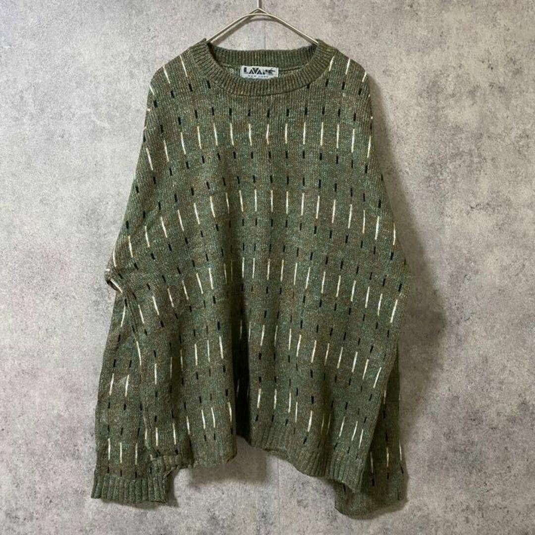 VINTAGE(ヴィンテージ)の90s vintage 総柄ニット　セーター　メンズ　M 古着　個性派　Y2 メンズのトップス(ニット/セーター)の商品写真