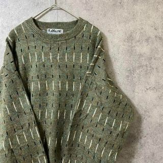 ヴィンテージ(VINTAGE)の90s vintage 総柄ニット　セーター　メンズ　M 古着　個性派　Y2(ニット/セーター)