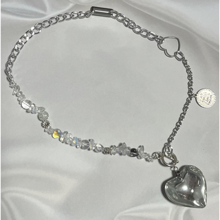 stone heart chain necklace(clear)(ネックレス)
